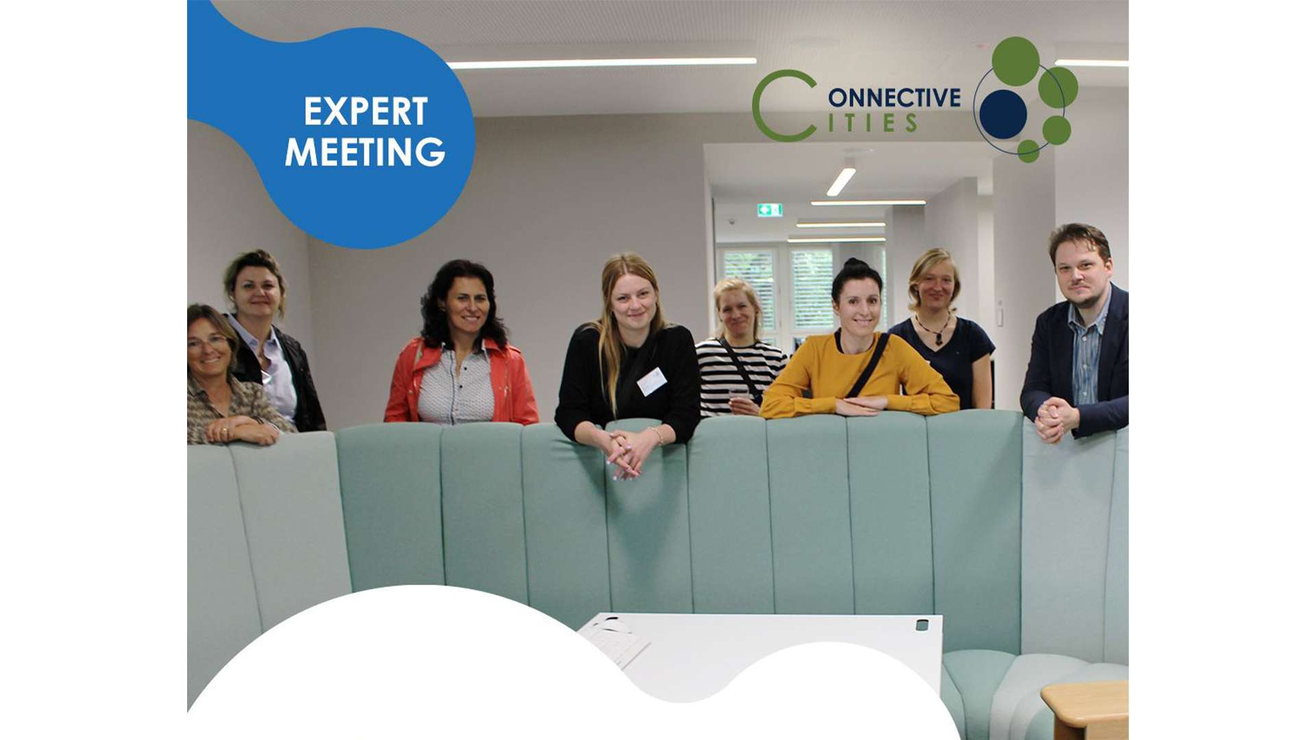 Zwischennutzung_Connective Cities2 Zwischennutzung_eine Menschengruppe samt grafischer Einarbeitung des Logos von Connective Cities und dem Hinweis Experten Meeting